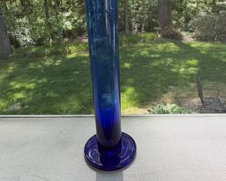 Cobalt Blue Glass Bud Vase with Circular Base second image