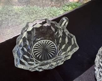 Fostoria American Cubist Handled Nappy Dish