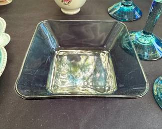 Square Glass Serving Dish with Textured Interior