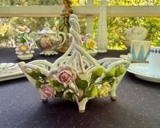 Capodimonte Porcelain Basket with Roses