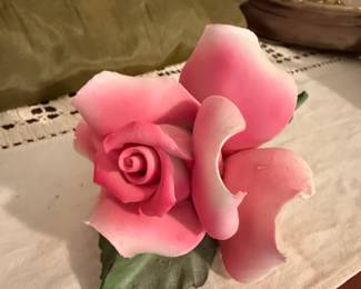 Capodimonte Porcelain Rose Figurine