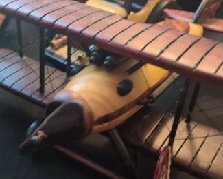 Wooden Biplane Model with Red Baron Fighter Pilot third image