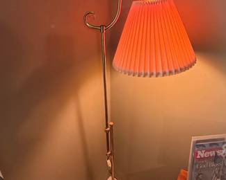 Brass Gooseneck Floor Lamp with Pleated Shade