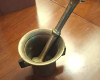 Antique Brass Apothecary Mortar and Pestle Set