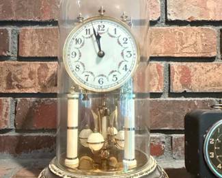 German Schatz Day Anniversary Clock Under Glass Dome