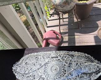 American Brilliant Cut Glass Bowl and Platter second image