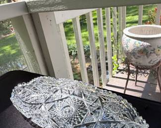 American Brilliant Cut Glass Oval Celery Tray