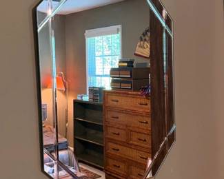 Octagonal Beveled Mirror with Segmented Frame