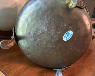 Vintage Brass Cauldronstyle Planter Pot with Claw Feet second image