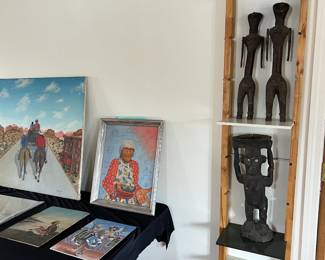 African tribal sculptures and Southwest Native American Paintings