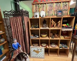 Cubby filled with antiques + vintage fun