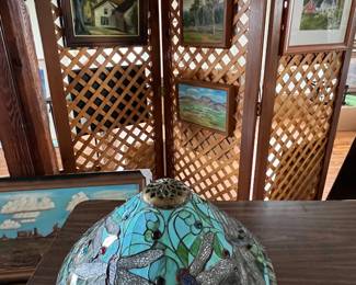 Tiffany-style lampshade - Firefly Motif and original paintings collected from around US