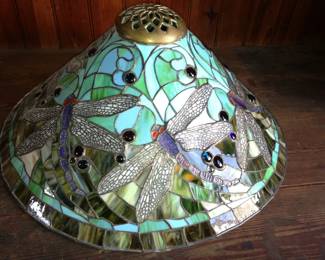 Tiffany style lampshade - very large with firefly motif