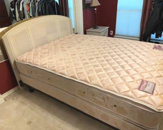 Queen headboard, frame, and mattress set