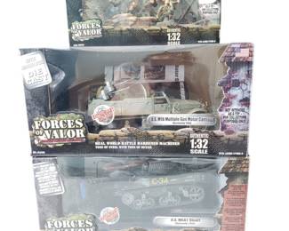 Three Forces of Valor Mini Figure Sets and 2 Die Cast Vehicles