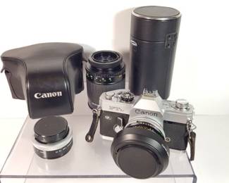 Vintage Canon Dnt QL Camera, Add'l Lenses & Cases