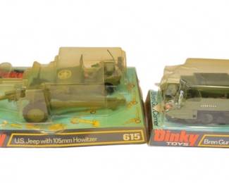 Lot of 2 Die-Cast Metal Dinky Toys U.S. Jeep And Bren Gun Carrier