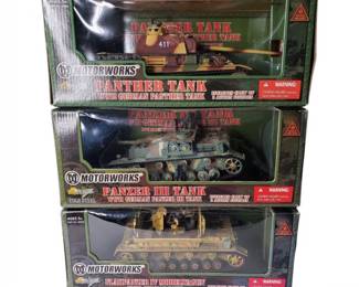 Three Motorworks 1:32 Scale WWII German Tank Die-Cast Models Boxed