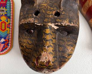 #9 - $40 - wood cat mask with teeth 9x8