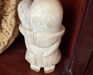 #102 - $200 - Inuit figure of mother and baby whalebone 3x5