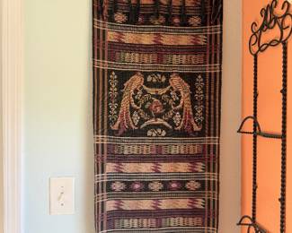 #53 - $40 - Textile with partridges birds 17x40 w/out fringes 