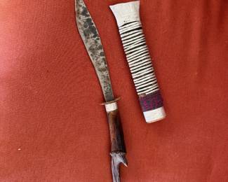 #85A - $35 - Philippine Talibon knife with deer horn handle with sheath