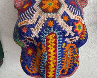 #16 - $150 - Huichol Jaguar head mask beaded - Mexico 