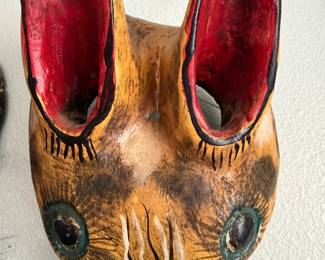 #12 - $40- - Cat/Bunny mask 10x8 wood painted 