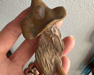 #97 - $40 - Hand carved wood statue of wizard 2x4
