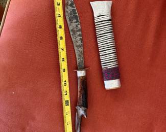 #85A - $35 - Philippine Talibon knife with deer horn handle with sheath