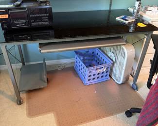#116 - $100 - Black glass top desk 56wx28dx29t