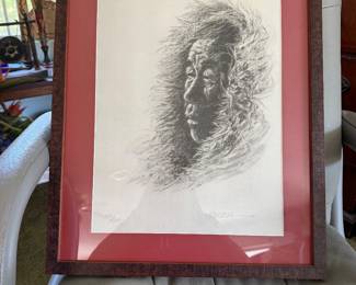 #21 - $80 - American native print face black/white 102/500 signed Tazouz - 17x21