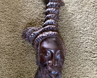 #104 - $34 - Vintage wood carved African figure face Shona sculpture 6x16