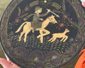 #99 - $25 - Indian hand painted plate 12'