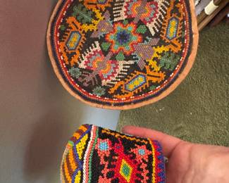 #90 - $100 - Huichol beaded basket & box