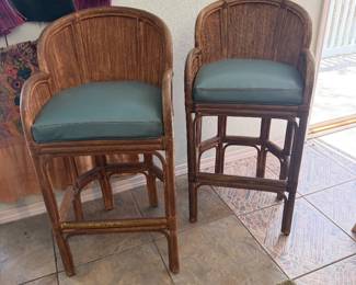 #51 - $90 - Set of 2 bamboo barstools 20Wx16Dx3o"H to seat & 41"T back