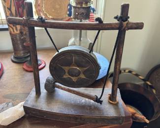 #113 - $50 - Vintage Chinese Mini Gong on stand 11x4x12
