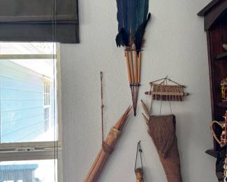 #107 - $500 - Yanomani Amazon arrows or dagger tips, poison darts and blue feathers - feathers are32t