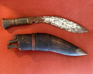 #42 - $100 - WWII Gurkha Long leaf Kukri with sheath 14"L