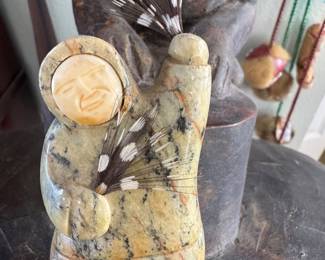 #94 - $100 - Yup'ik dancer soapstone & bone 2x4
