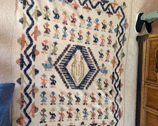 #71 - $120 - Vintage Alpaca Guatemala blanket little people 80"Lx52"W with small damage cant be fixed 