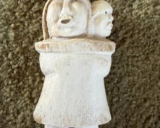#102 - $200 - Inuit figure of mother and baby whalebone 3x5