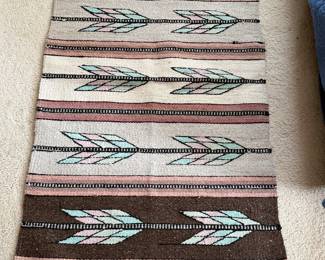 #75 - $80 - Vintage New Mexico leaves motif 31x61 wool rug 