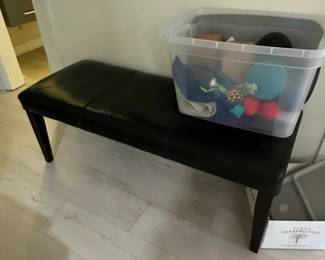 Black Faux Leather Storage Bench