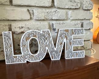 Laser Cut Wood LOVE Sign with Mushroom and Leaf Design
