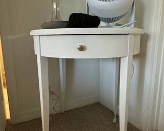 White Oval Nightstand with Drawer