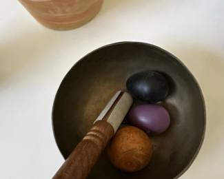 Tibetan Singing Bowl Set with Mallet and Stones