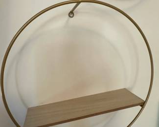 Round Metal Wall Shelf with Wood Insert second image