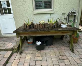 Rustic Wooden Potting Bench