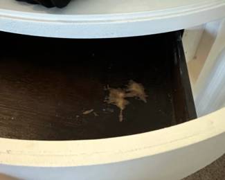 White Oval Nightstand with Drawer second image